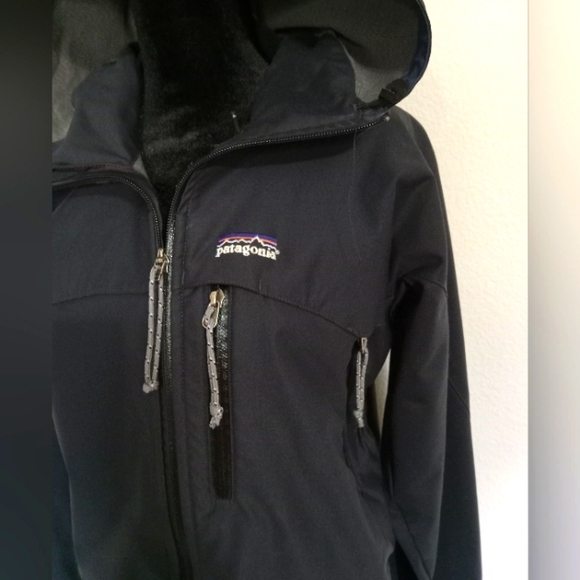 Patagonia Medium Hooded Jacket Full Zip Midnight Blue/Black Lightweight - Picture 2 of 9